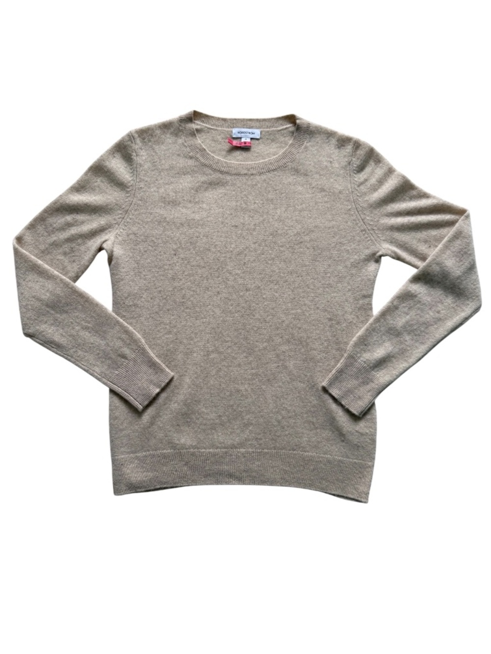 NORDSTROM | Cashmere Beige Crewneck Long Sleeve Sweater Sz M